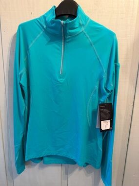 BlocUV Turquoise Women's Long-Sleeve Mock Zip Top